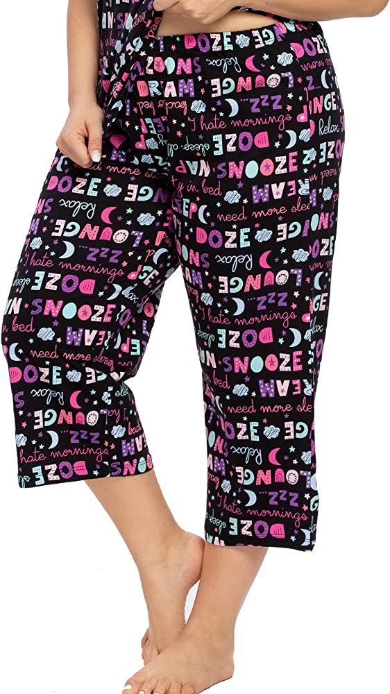Photo 1 of ENJOYNIGHT Women's Capri Pajama Pants Lounge Causal Bottoms Print Sleep Pants - XXL -