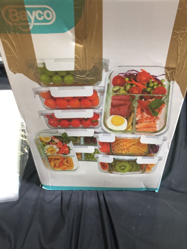 Photo 4 of Bayco 9 Pack Glass Meal Prep Containers 3 and 2 and 1 Compartment