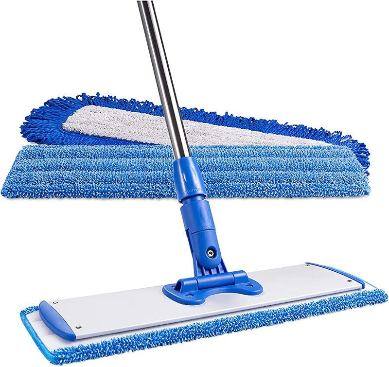 Photo 1 of Microfiber Wholesale 24" Microfiber Mop System - Clean & Dust Hardwood, Laminate, & Tile Floors, Reusable Mop Heads, Adjustable Handle, Washable Micro Fiber Wet & Dry Pads, Industrial & Commercial
