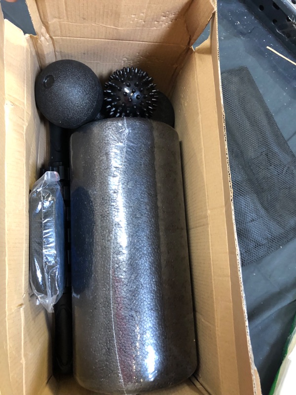 Photo 2 of Foam Roller Set - High Density Back Roller, Muscle Roller Stick,2 Foot Fasciitis Ball, Stretching Strap, Peanut Massage Ball for Whole Body Physical Therapy & Exercise, Back Pain, Leg, Deep Tissue
