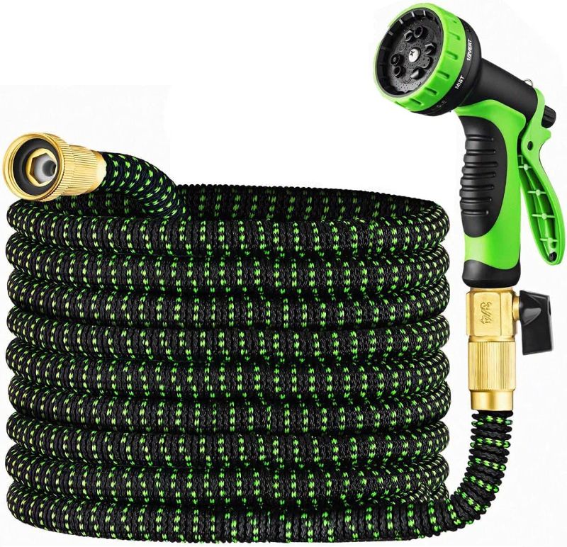 Photo 1 of 2 in 1 Set Garden Hose 25 ft & Nozzle, Expandable Garden Hose Lightweight Durable, Retractable Garden Hoses, Water Hose with 3/4 inch Solid Brass Fittings - Watering Hose 25 feet - Collapsible Hose
