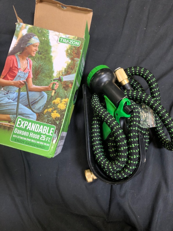 Photo 3 of 2 in 1 Set Garden Hose 25 ft & Nozzle, Expandable Garden Hose Lightweight Durable, Retractable Garden Hoses, Water Hose with 3/4 inch Solid Brass Fittings - Watering Hose 25 feet - Collapsible Hose
