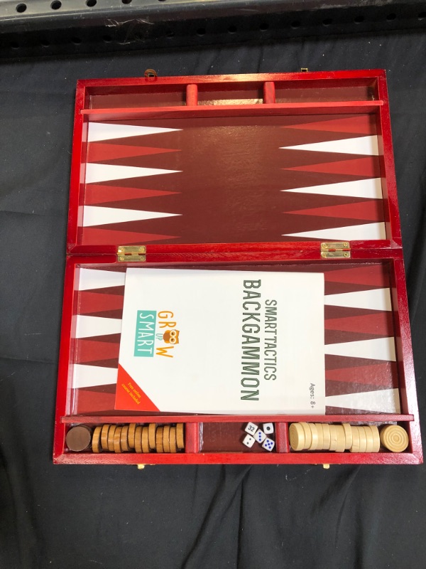 Photo 2 of Backgammon Set by Classic 14" Folding Wooden Board Game with 30 Checkers