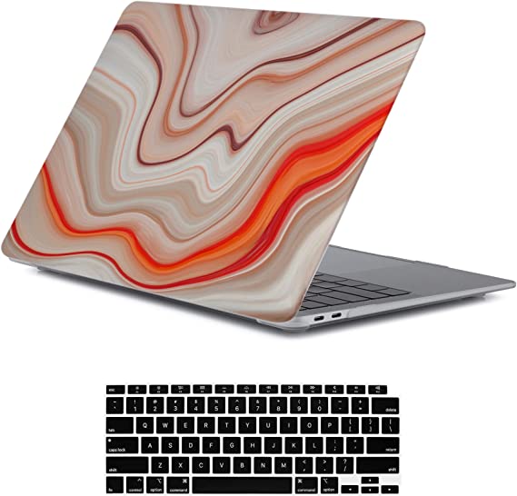 Photo 1 of LanBaiLan Laptop Plastic Hard Shell Protective Case, Compatible for New MacBook Air 13 inch 2020 2019 2018 Release A2337 M1 A2179 A1932 Retina Display with Touch ID & Keyboard Cover, Beige and Orange
