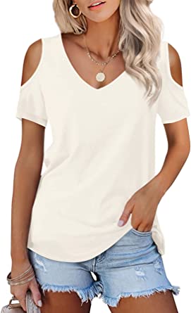 Photo 1 of Amoretu Womens Long Sleeve Cold Shoulder Basic Tee Tops Shirts SIZE XL
