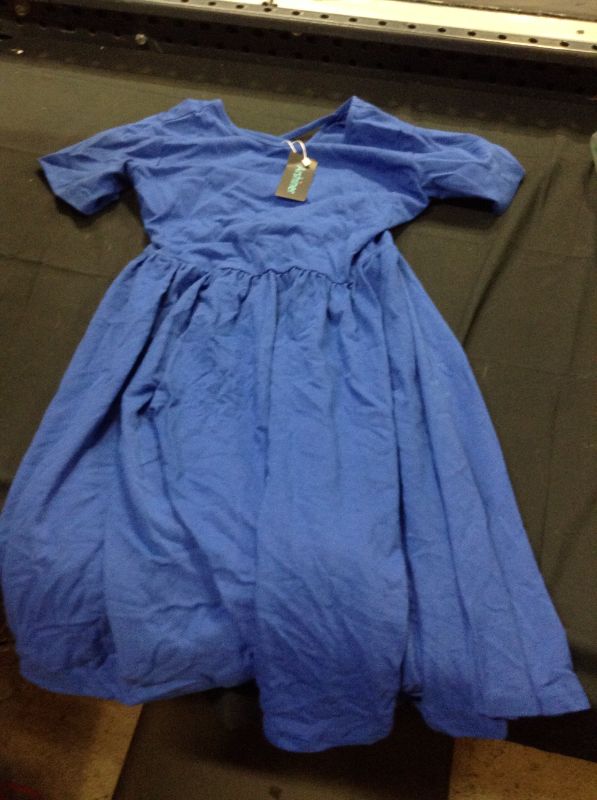 Photo 2 of Arshiner Girls Dress Short Sleeve Solid Cotton Dress A-line Skater Dress - SIZE 12 -