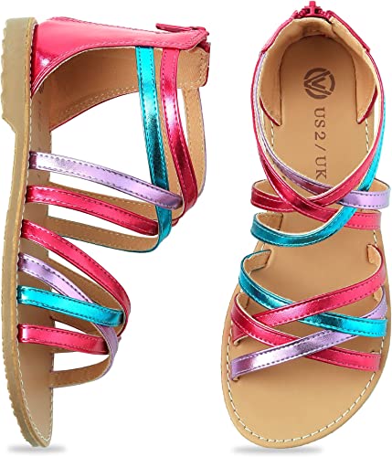 Photo 1 of Berhood Girls Gladiator Sandals Open Toe Breathable Summer Sandals with Heel Zipper - SIZE 2 -