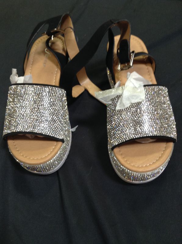 Photo 2 of Aquapillar Rhinestone Glitter Flatform Sandal - Women Ankle Strap Crystal Platform - SIZE 8 -