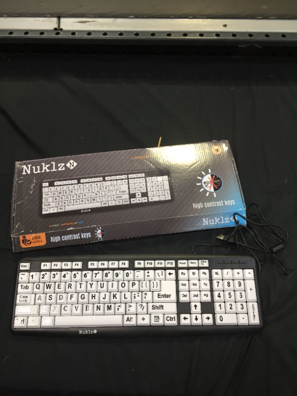 Photo 2 of Nuklz N Large Print Computer Keyboard | Visually Impaired Keyboard | High Contrast Black And White Keys Makes Typing Easy | Perfect For Seniors And Those Just Learning To Type