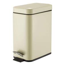 Photo 1 of 1.3 Gallon Rectangular Small Steel Step Trash Can Wastebasket Stainless Steel Bathroom Slim Profile Trash Can 5 Liter Garbage Container Bin for Bathroom Bedroom Kitchen and Office Beige