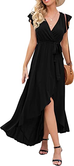 Photo 1 of GRECERELE WOMEN'S SUMMER FLORAL PRINT CROSS V NECK DRESS BOHEMIAN FLOWY LONG MAXI DRESSES