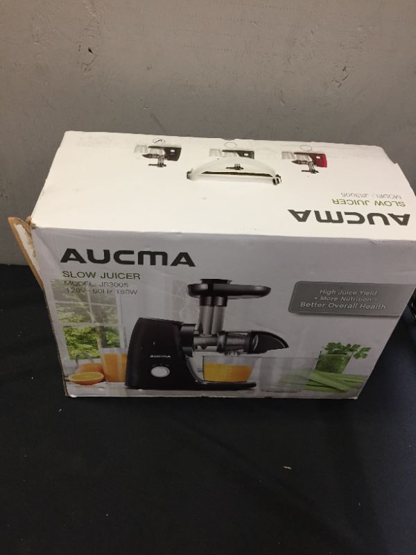 Photo 3 of Aucma Juicer Machine,Slow Juicer Extractor,Cold Press Juicer with Quiet Motor and Reverse Function,Masticating Juicer Machine with Brush Recipes,for High Nutrient Fruit Vegetable Juice (Black)
