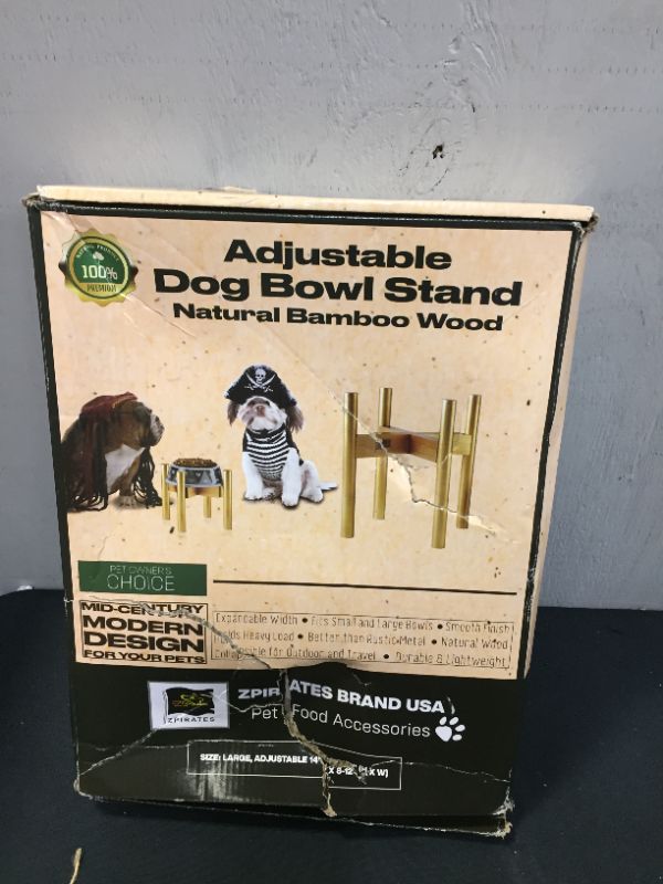 Photo 3 of Adjustable Dog Bowl Stand for Small Medium and Large Dogs - Expandable Holder of Water and Food Feeder Bowls - Wood
(BOX IS DAMAGED)