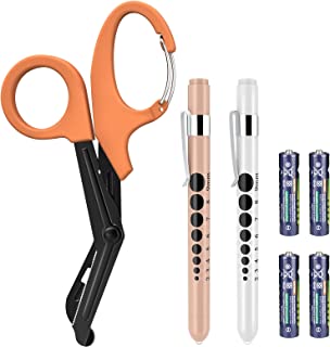 Photo 1 of (STOCK PHOTO COLORS ARE DIFFERENT FROM ACTUAL ITEM)  
GRICARE 3-Pack Medical Scissors and Pen Light, Medical LED Penlights with Pupil Gauge, Trauma Shears Bandage Scissors with Carabiner-7.5" Surgical Scissors for Nurses, Doctors, Nursing Students, EMT
