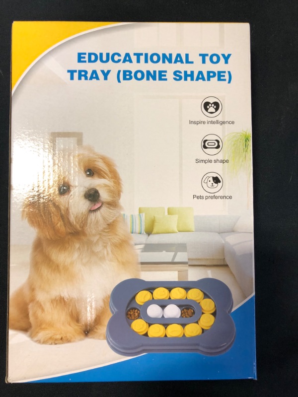Photo 2 of [Level Adjustable] Dog Enrichment Puzzle Toys - with DIY Stickers - Interactive Dog Toys for IQ Smart Training - for Puppy/Small/Large Pet Treat Dispensing - Bone Shape
