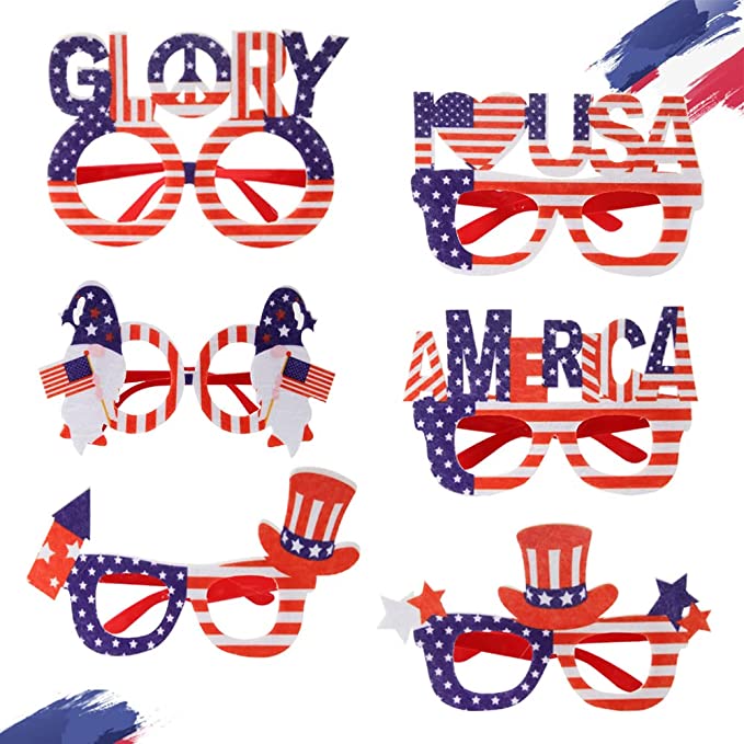 Photo 1 of 4th of July American Flag Glasses,Patriotic Party Eyeglasses Fancy American Flag Eyewear Party Props,6 Pack July Fourth Patriotic Party Memorial Day Independence Day Decor