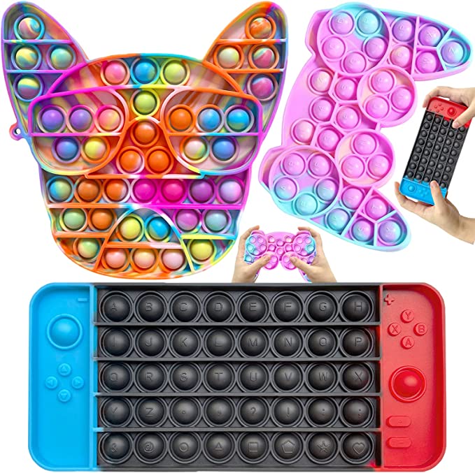 Photo 1 of 3PCS Pop Fidget It Toy Pack, Push Popop Gamepad Tie Dye Game Board Pack Cheap, Cool Dog Push Bubble Fidget Sensory Toy Stress Reliever for Kids Adults Great Gift for Student Reward Party
