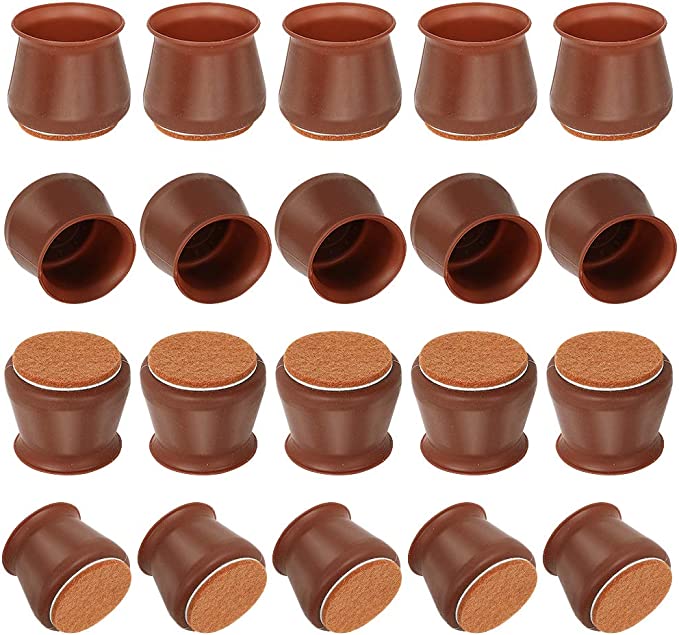 Photo 1 of [Upgraded] 20 Packs Silicone Floor Protectors, Chair Protectors for Wooden Floors, Chair Leg Caps with Anti-Slip Felt Pads, Chair Protection Legs for Scratches & Noise, Size of 1.1-1.75 inch(Brown)
