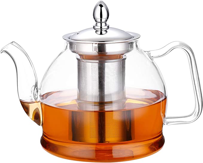 Photo 1 of 1000ml Glass Teapot with Removable Infuser, Stovetop Safe Tea Kettle, Blooming and Loose Leaf Tea Maker Set
