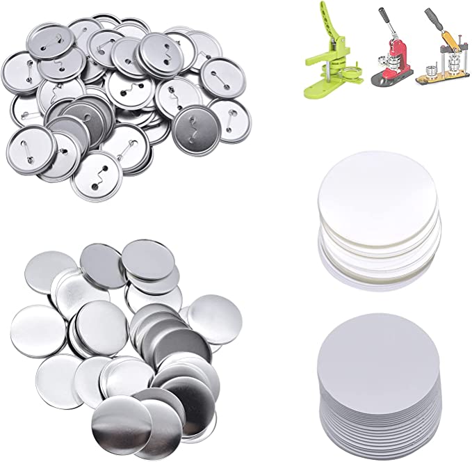 Photo 1 of 200 Sets of 58mm(2.25 in) Blank Badge Button Parts for Badge & Button Making Machine, Metal Shells & Base and Clear Mylar, 200 pcs 58mm(2.25 in) Paper for Badge Making
