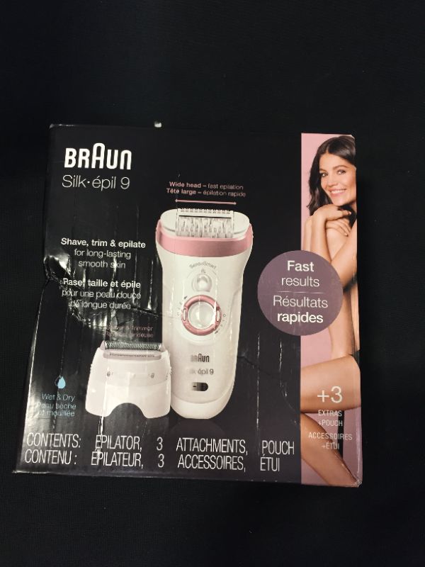 Photo 3 of Braun Epilator Silk-épil 9 9-720, Hair Removal for Women, Wet & Dry, Womens Shaver & Trimmer, Cordless, Rechargeable
