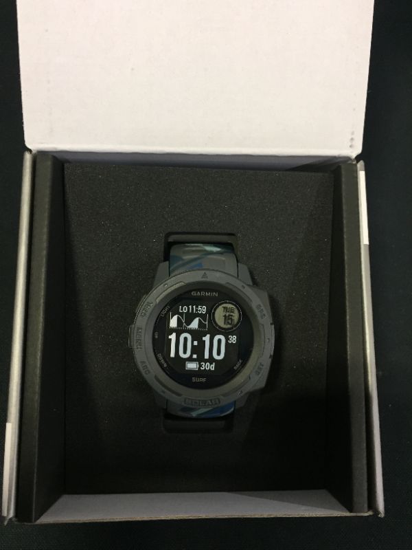 Photo 2 of Garmin Instinct Solar Surf, Rugged Outdoor Smartwatch with Solar Charging Capabilities, Tide Data and Dedicated Surfing Activity, Pipeline
