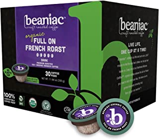 Photo 1 of beaniac Organic Full On French Roast, Dark Roast, Single Serve Coffee K Cup Pods, Rainforest Alliance Certified Organic Arabica Coffee, 30 Compostable Plant-Based Coffee Pods, Keurig Brewer Compatible
BEST BY MARCH 16 2021