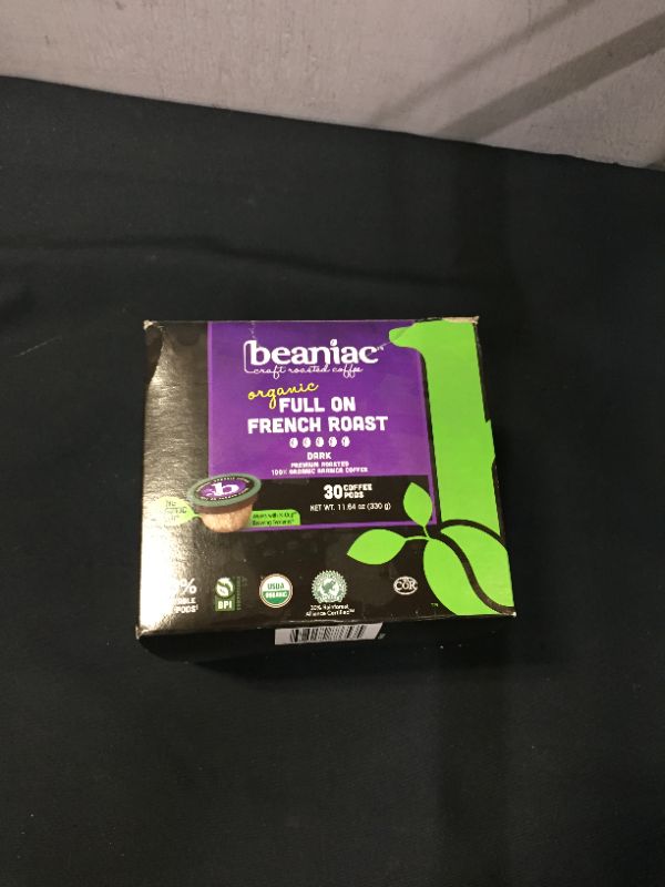 Photo 2 of beaniac Organic Full On French Roast, Dark Roast, Single Serve Coffee K Cup Pods, Rainforest Alliance Certified Organic Arabica Coffee, 30 Compostable Plant-Based Coffee Pods, Keurig Brewer Compatible
BEST BY MARCH 16 2021