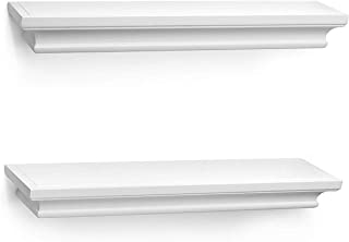 Photo 1 of BOMID White Floating Shelves for Wall, Molded Wall Shelves, Molded Wall Shelves, Set of 2, 16 3/4 Inch (White)
