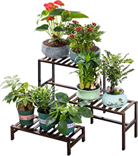 Photo 1 of 3 Tier Bamboo Plant Stand Flower Planter Stand Freestanding Plant Shelf for Home Garden Patio Balcony Indoor Outdoor
