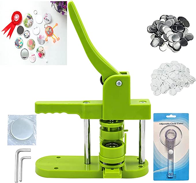 Photo 1 of 25mm (1 Inch) Button Badge Making Machine Kit Press Machine with 100 Button Parts and Images and Circle Cutter (1 Inch (25mm))
