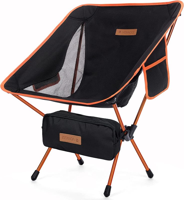 Photo 1 of  2 TREKOLOGY Portable Camping Chair - Compact Folding Backpacking Chair, Small Foldable Lightweight Backpack Chair, Outdoor, Camp, Picnic (Black & Orange)