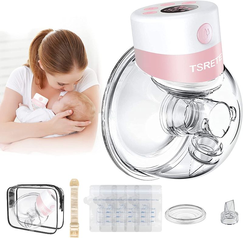 Photo 1 of Breast Pump Electric,TSRETE Wearable Breast Pump,Hands Free Breast Pump,Portable Breast Pump with 2 Modes,9 Levels,LCD Display,Memory Function Rechargeable Single Milk Extractor - 24mm Flange