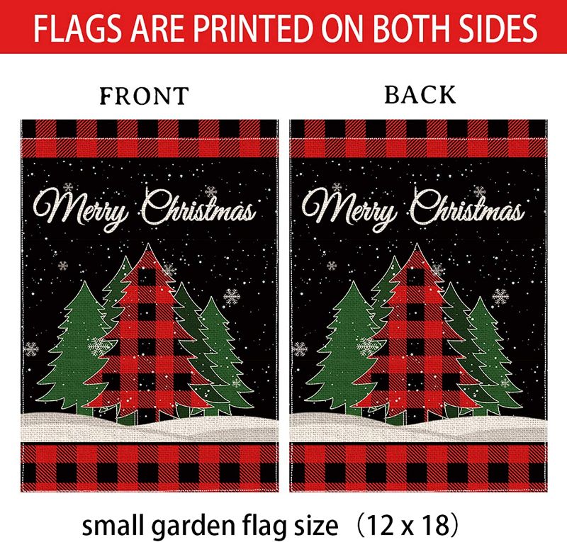 Photo 1 of 10 pcs Christmas Tree Garden Flag 12 X 18 Inch Double Sided Small Winter Garden Flag  (POLE NOT INCLUDED) 