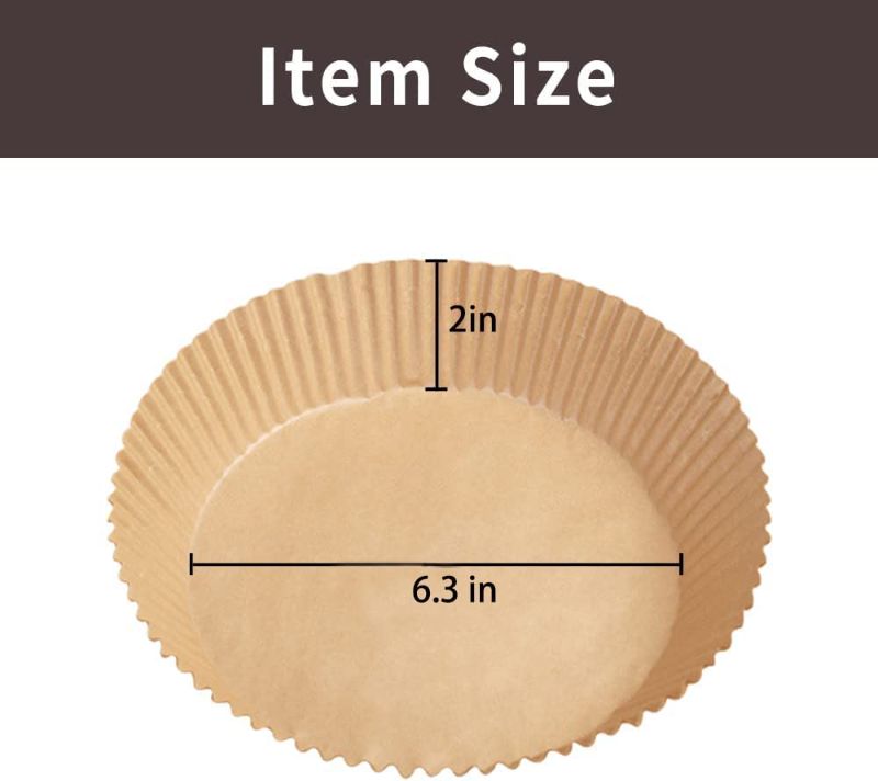 Photo 1 of 100PCS Air Fryer Disposable Paper Liner,  Natural Parchment Paper Non-stick, Baking Paper for Air Fryer Oil-proof, Water-proof, Food Grade Parchment for Baking Roasting Microwave(6.3In -100Pcs,Wood)