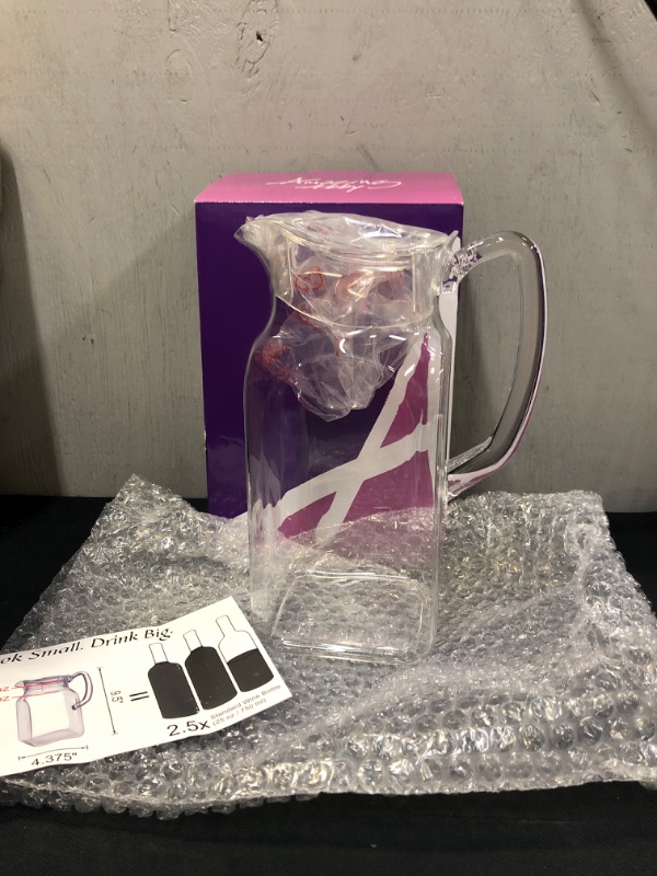 Photo 2 of Amazing Abby - Quadly - Acrylic Pitcher (64 oz), Clear Plastic Water Pitcher with Lid, Fridge Jug, BPA-Free, Shatter-Proof