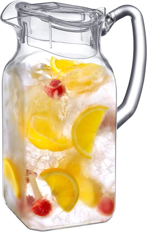 Photo 1 of Amazing Abby - Quadly - Acrylic Pitcher (64 oz), Clear Plastic Water Pitcher with Lid, Fridge Jug, BPA-Free, Shatter-Proof