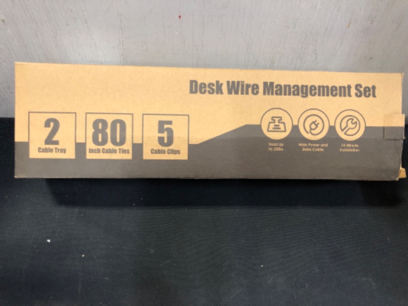 Photo 2 of 2 Pack Cable Management Under Desk, Large Capacity Under Desk Cable Management Tray, Ultra Load Bearing Thickened PVC Cable Tray, Cord Organizer Under Desk for Office and Home