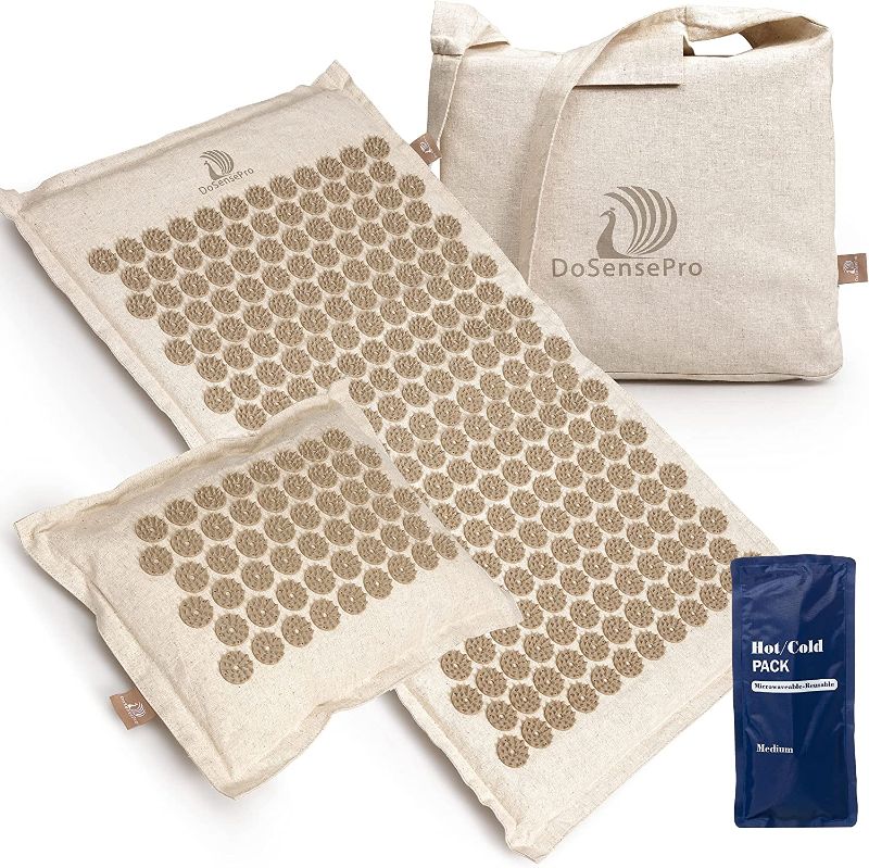 Photo 1 of Acupressure Mat and Pillow Massage Set - by DoSensePro - Acupressure Mattress for Neck and Back Pain - Relieve Sciatic, Headaches, Aches at Pressure Points - Natural Sleeping Aid (Natural Linen)
