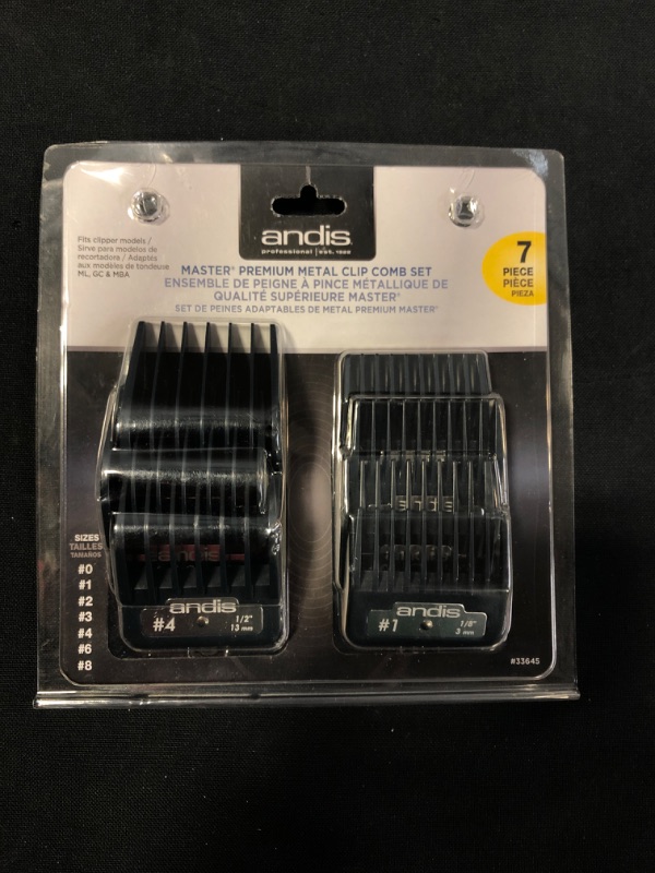 Photo 2 of Andis Master Series Premium Metal Hair Clipper Attachment Comb 7 Piece Set, Black, 7 Count
