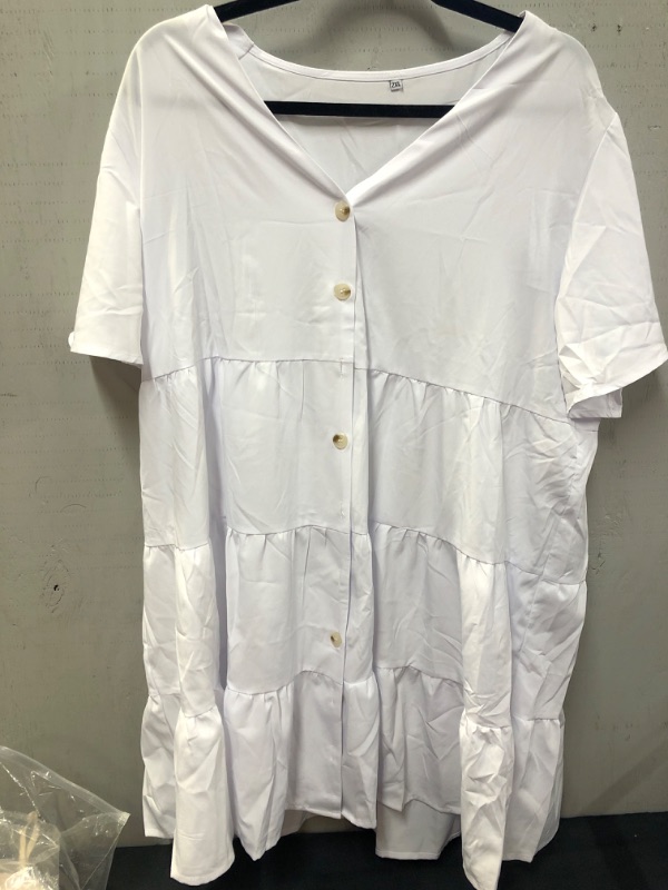 Photo 1 of Cosonsen Womens Printed Swing Shift Dress Long Sleeve V Neck Tunic Dress. SIZE 2XL
