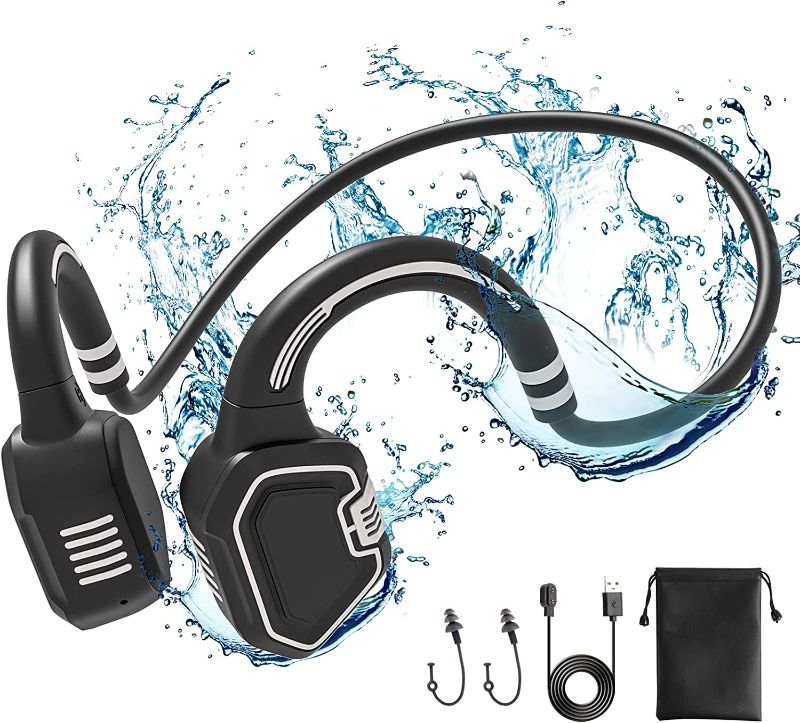 Photo 1 of Bone Conduction Waterproof Bluetooth Headphones - Ultralight Swimming Headphones IP68 Waterproof Bluetooth 5.1 Open Ear Wireless Sports Headset with MP3 Play 16G Memory for Running Swimming (Grey)
