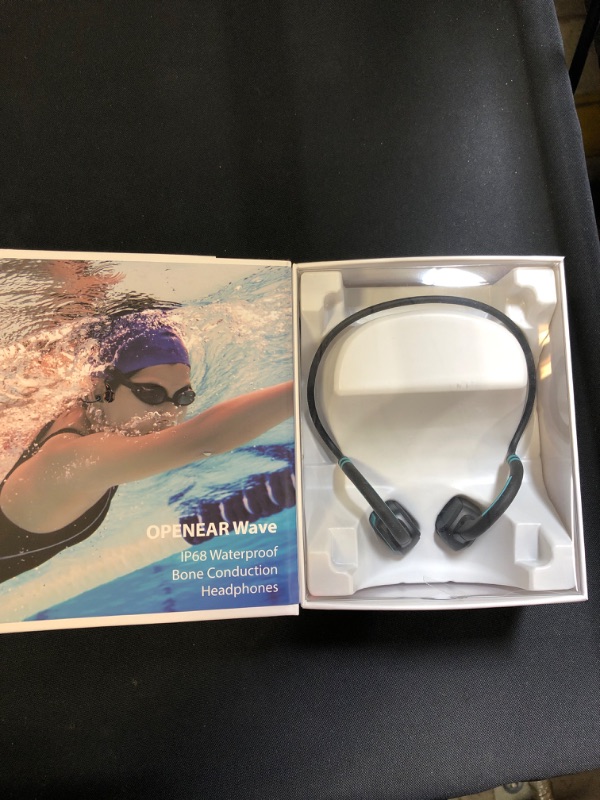 Photo 3 of Bone Conduction Waterproof Bluetooth Headphones - Ultralight Swimming Headphones IP68 Waterproof Bluetooth 5.1 Open Ear Wireless Sports Headset with MP3 Play 16G Memory for Running Swimming (Grey)
