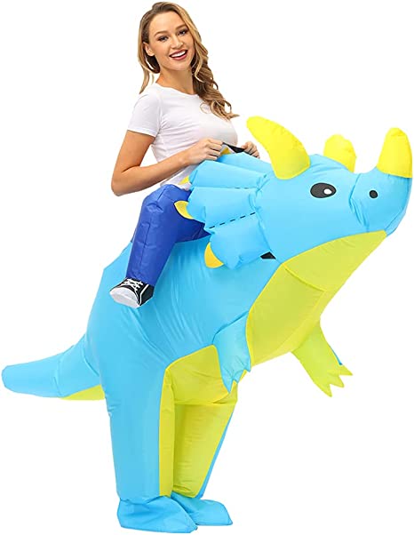 Photo 1 of Arokibui Inflatable Dinosaur Costume Blow up Dino Costume Cosplay Party Christmas Halloween Costume Triceratops Costume
