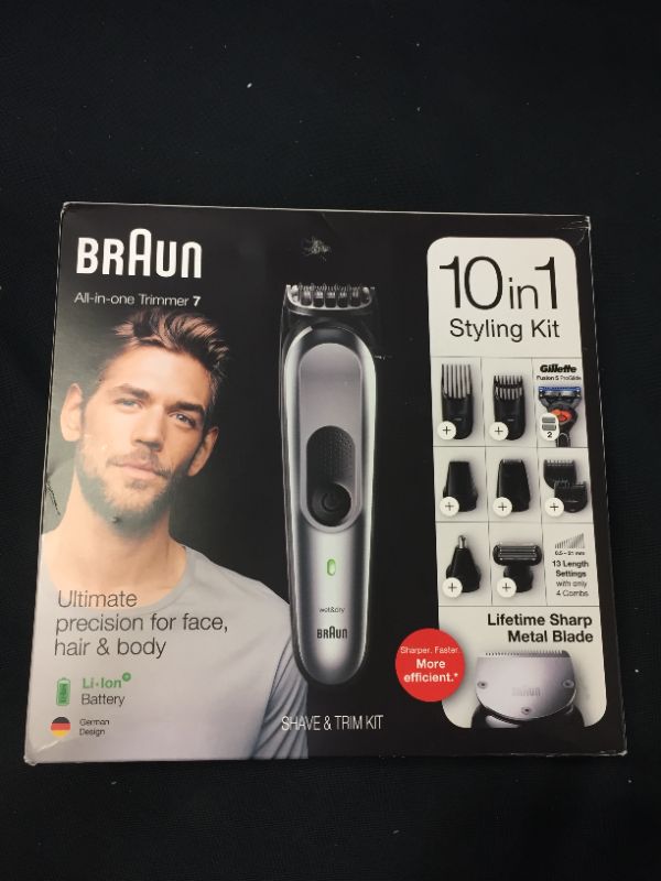 Photo 1 of Braun Hair Clippers for Men, MGK7221 10-in-1 Body Grooming Kit, Beard, Ear and Nose Trimmer, Body Groomer and Hair Clipper, Black/Silver
