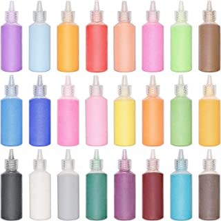 Photo 1 of 24 Pcs Art Sand, MIKIMIQI Assorted Colors Craft Sand Kit 1.25oz Bottles Sand Arts and Crafts Kit DIY Sand Painting Vase Glass Sand Scenic Sand Wedding Sand for Decorations Party Favors
