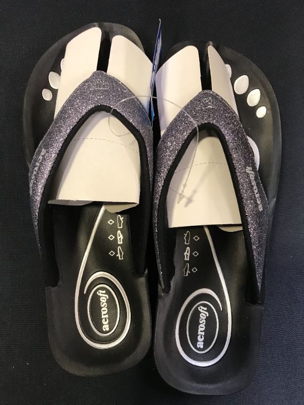 Photo 2 of Aerosoft Sandals Glitter Silver Black SIZE 7