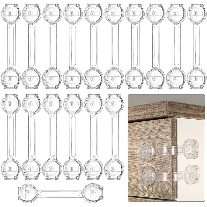 Photo 1 of 24 Pieces Cabinet Locks for Babies,Baby Proof Cabinet Latches Refrigerator Locks Baby Proofing Drawer Locks Adhesive Child Safety Strap Locks for Kitchen Cabinet Drawer Fridge Dishwasher Toilet
