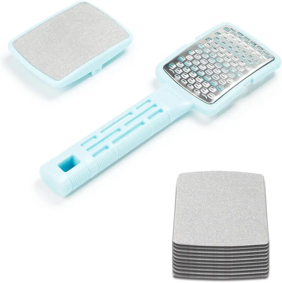 Photo 1 of  Colossal Double-Sided Foot File, Callus Remover for Feet. Made of High-Quality Stainless Steel Foot Scrubber , 10pcs Spare Abrasive Papers.
