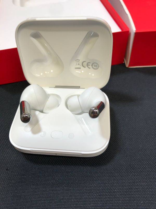 Photo 3 of OnePlus Buds Pro True Wireless Earbuds White, Smart Active Noise Cancelling, Wireless Charging Case Included, , Dual Connection, 38 Hour Playtime, Fast Charging, Water Resistant, Glossy White
